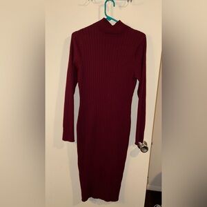 Fashion Nova Deep Red Long Sleeve Dress